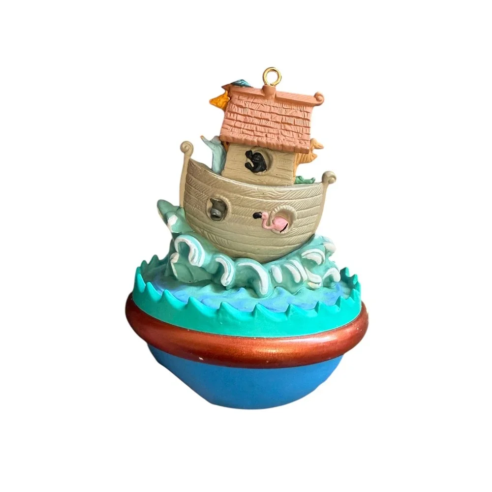 Vintage Hallmark Keepsake 1996 Noahs Ark Rocking Christmas‎ Ornament Animals